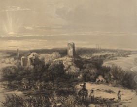 Ruin of Wilhelmstein Castle in Würselen near Aachen, around 1860, Germany, authentic, digitally