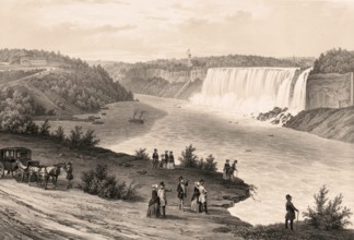 Niagara Falls, Niagara Falls, around 1860, American side, America, authentic, digitally restored