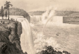 Niagara Falls, Niagara Falls, around 1860, America, authentic, digitally restored reproduction from