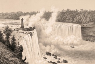 Niagara Falls, Niagara Falls, around 1860, Horseshoe Falls, America, authentic, digitally restored