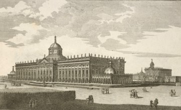 Royal Palace near Potsdam, main façade, around 1850, Germany, authentic, digitally restored