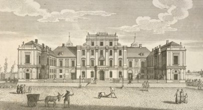 Royal Prussian pleasure palace in Oranienburg, city side, around 1850, Germany, authentic,