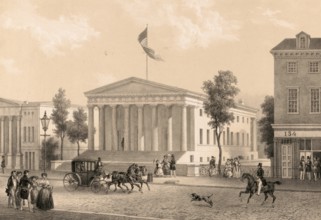 Custom House in Philadelphia, historic Greek Revival style building on Chestnut Street. It