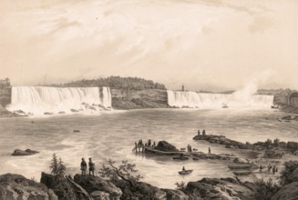Niagara Falls, Niagara Falls, around 1860, panorama, America, authentic, digitally restored