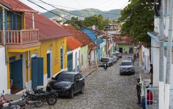 Colorful houses in Flores, Petén Department, Guatemala