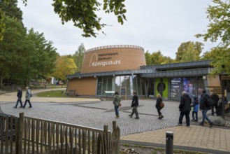 Königsstuhl National Park Center, exhibition and museum, people in front of it, Jasmund National