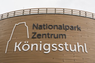 Font and logo on the façade of the Königsstuhl National Park Center, exhibition and museum, Jasmund