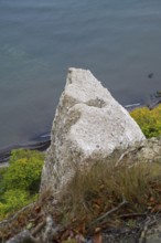 Victoria view of chalk cliffs and Baltic Sea, trees with autumn colors, view down, Jasmund National