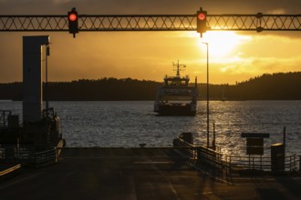 Cars waiting for ferry between Skagsudden and Pargas, Archipelago, Southwest Coast, Finland