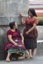 Mayan woman from the K'iché people in traditional dress, Parque Centroamérica or Parque Central,