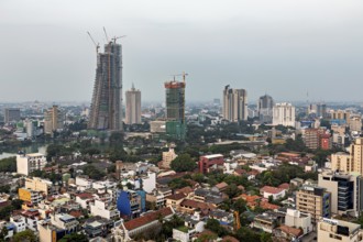 City view with modern architecture and high-rise buildings on a cloudy day, The skyline of Colombo