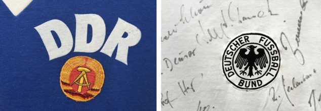 Original jerseys of the two soccer teams from Germany at the 1974 World Cup, House of History,