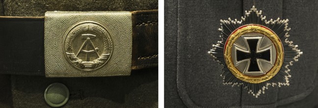 National People's Army uniform with GDR coat of arms and Bundeswehr uniform with the Iron Cross,