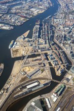 Hafencity, Speicherstadt, city center, architecture, Stättebau, historical 2010, aerial view,