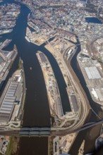 Hafencity, Speicherstadt, city center, architecture, Stättebau, historical, 2010, aerial view,