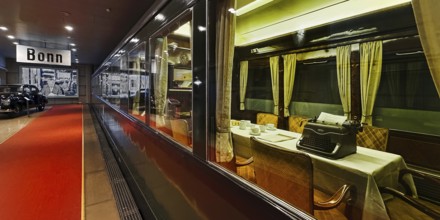 View of Deutsche Reichsbahn salonwagen 10205 with Adenauer's Mercedes 300 in the background, House