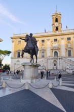 Equestrian statue of Marcus Aurelius in front of the Senatorial Palace (Palazzo Senatorio) in the