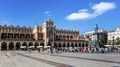 Rynek with Cloth Hall and Adam Mickiewicz Fountain, from 13th century, Main Market Square, landmark