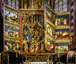 High altar, Veit Stoss, opened altarpiece, St. Mary's Church, 1489, Krakow, Poland