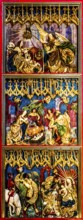 Left wing, Annunciation, Nativity, Adoration of the Magi, high altar, Veit Stoß, opened altarpiece,