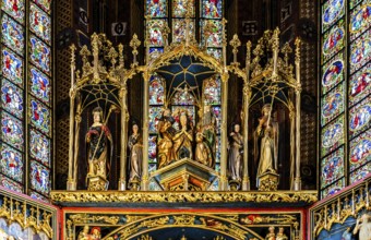 Predella, depicting the root Jesse, Jesus' family tree, high altar, Veit Stoß, St. Mary's Church,