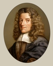 Portrait of John Playford, 1623–1686, a London bookseller, publisher of books on music theory,