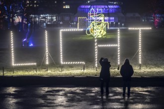 Park lights, events in winter, in the Grugapark in Essen, many different light installations,