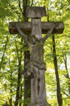 Sandstone figure of Christ on the Cross, St. Marienthal Abbey in Ostritz, Saxony, Germany