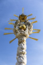 Representation of the Saint Trinity as God Father, God Son and Saint Spirit as dove, pillar of the