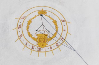 Sundial on a façade in St. Marienthal Abbey on the Neisse, Ostritz, Saxony, Germany