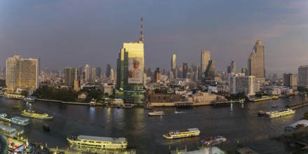 Panorama from IconSiam over Mae Chao Praya, Bangkok skyline, Thailand