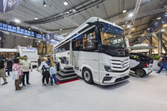 Luxury motorhome from the Morelo brand. Caravan — Motor — Tourism trade fair in Stuttgart.