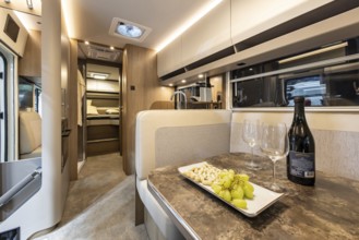Luxury motorhome from the Morelo brand. Luxury camper interior. Caravan — Motor — Tourism trade
