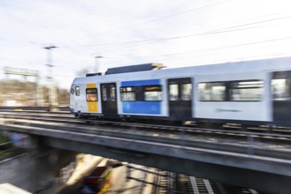 S-Bahn in the Stuttgart region is on the open route. Stuttgart, Baden-Württemberg, Germany