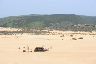 Sandy beach beach with Bordeira Beach Bar, Praia da Bordeira, Carrapateira, Parque Natural do