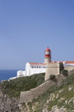 Lighthouse on the Cliff, Cabo de Sao Vicente, Cabo de São Vicente, Sagres, Algarve, Portugal