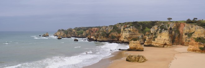 Beach and rocky coast, Praia Dona Ana, Lagos, Algarve, Portugal