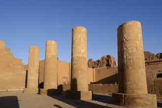 Columns with reliefs, double temple of Kom Ombo, Kom Ombo, Egypt