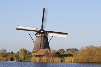 Historic windmill, UNESCO World Heritage Site, Kinderdijk, South Holland, Netherlands