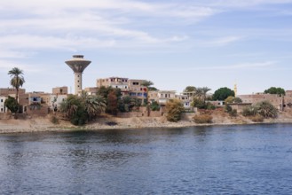Houses on the banks of the Nile near Luxor, Egypt