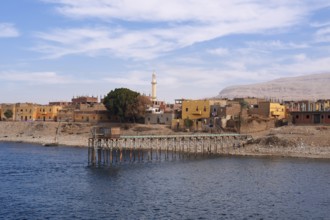 Houses on the banks of the Nile near Esna, Egypt