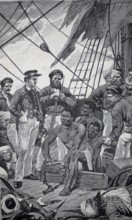 The freed victims, soldiers have controlled a slave trader ship and free the captured slaves,