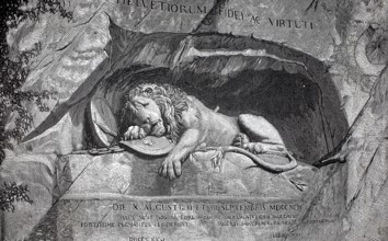 The Dying Lion of Thorwaldsen is the famous Lucerne Lion Monument, a sculpture carved into a rock