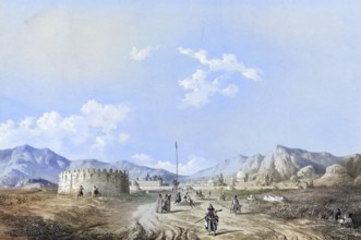 The Mamasani Tower near Shiraz in Iran, authentic, digitally restored reproduction from a 19th