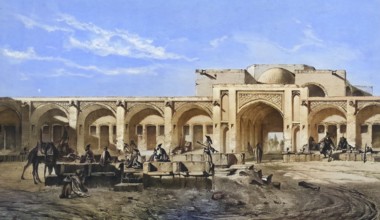 The inner courtyard of the caravanserai of Mahyar, also known as Mayar, is considered an