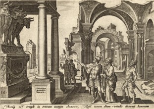 From The Disasters of The Jewish People: Jehu, King of Israel, venerates the golden calves built by