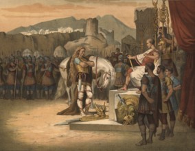 Vercingetorix, the leader of the Arverni, surrendered to Julius Caesar in autumn 52 BC after the