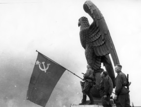 J. Chaldej arrived in Berlin with three Soviet flags. The first flag was raised at Tempelhof