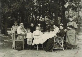 Leo Tolstoy (1828-1910) with his family in 1892 (from left to right: Mikhail, Leo Tolstoy, Ivan,