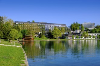 Waterfront hotels, spa town, Bled, Lake Bled, Slovenia
